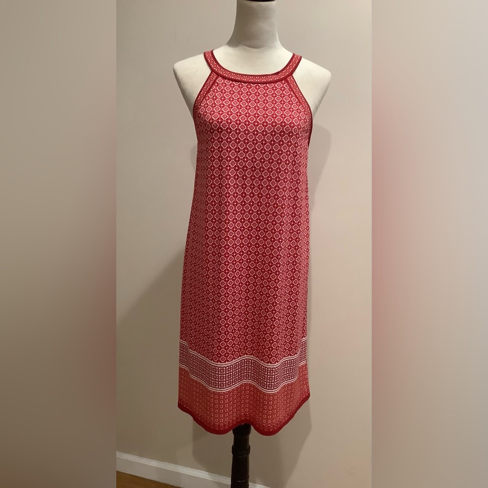 Max Studio Red Sleeveless Patterned Dress Size L